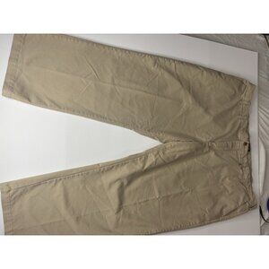 Izod American Chino Pants Mens 48x30 Khaki Classic Flat Front 100% Cotton Casual